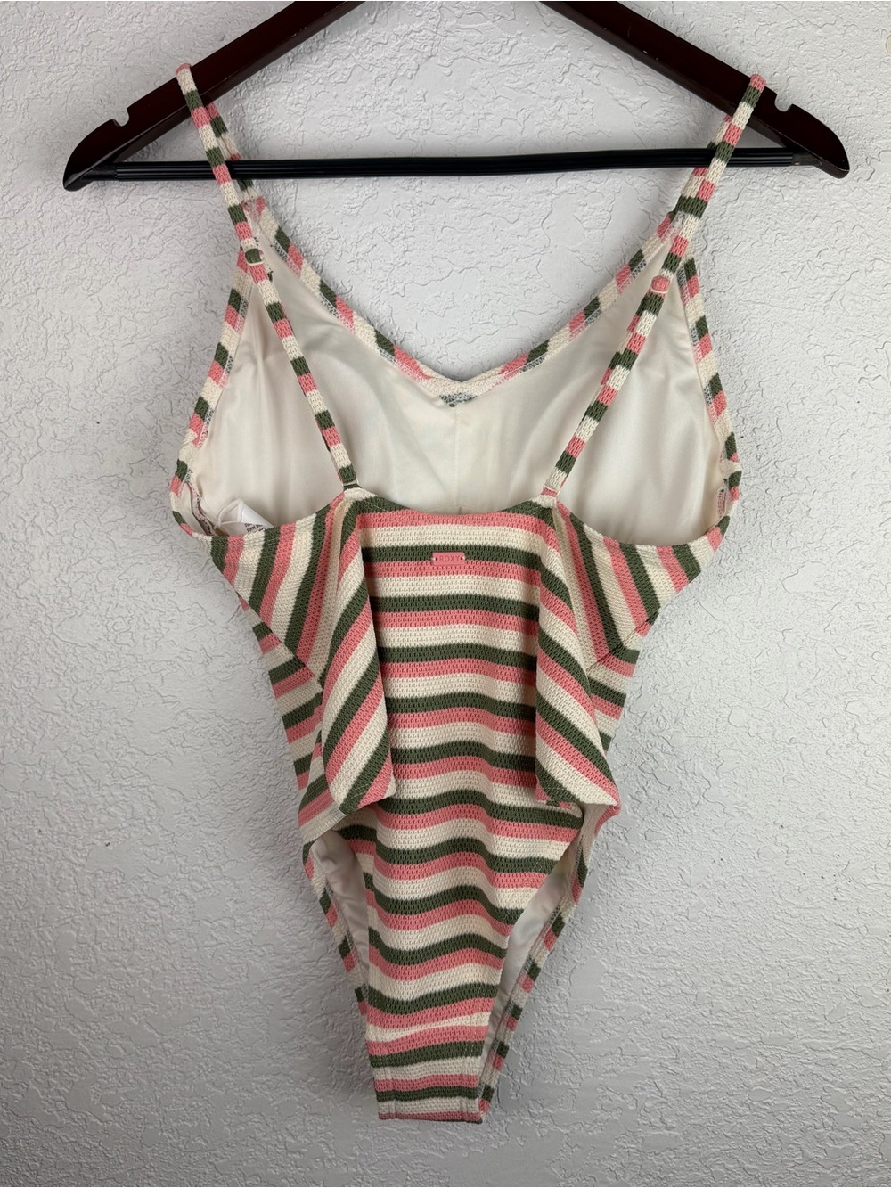 Roxy | Saidia Striped Pink & Olive One-Piece Swimsuit New - Picture 5 of 12